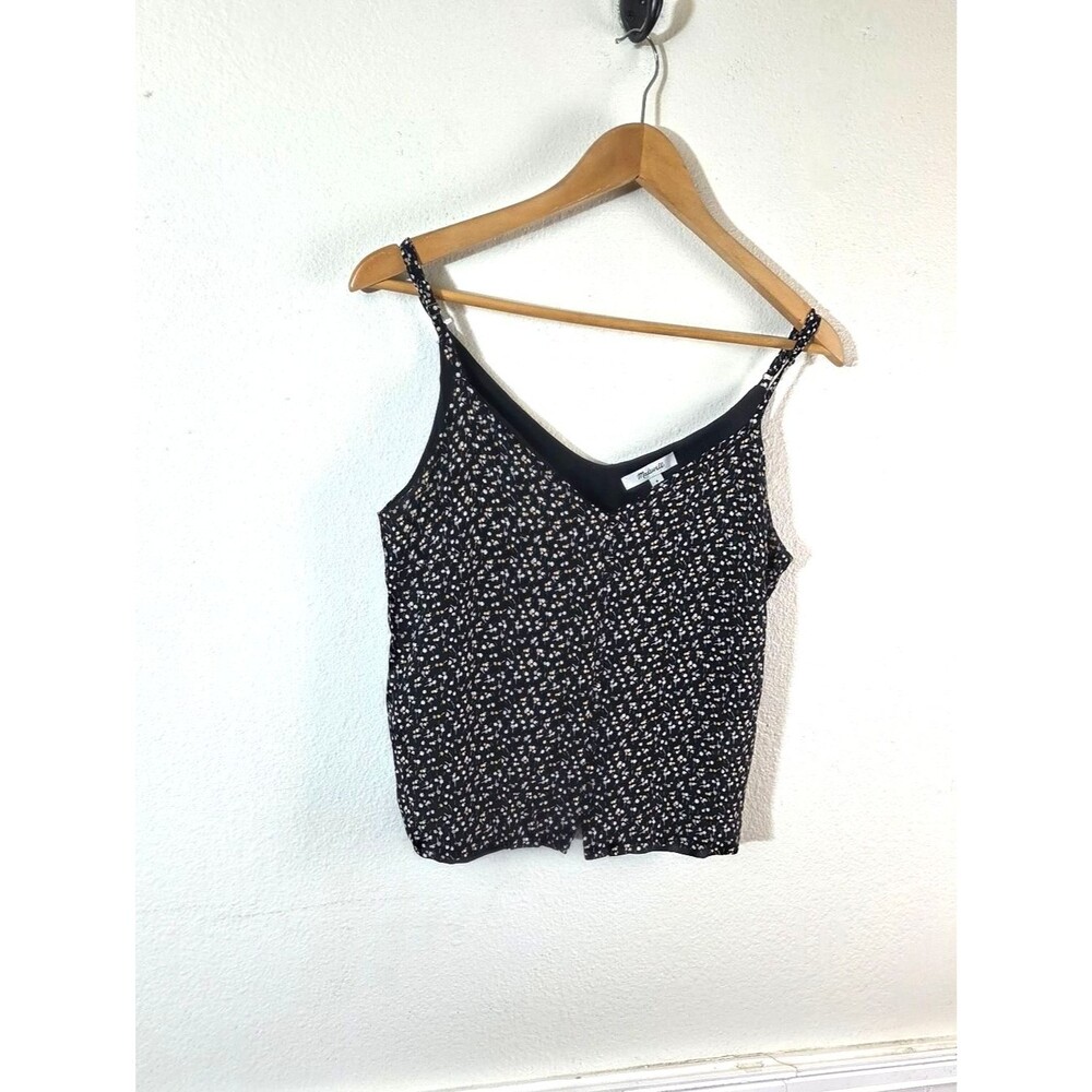 Madewell Women's Size 6 Black Floral Cami Tank Top Lined Viscose Boho - Picture 2 of 11